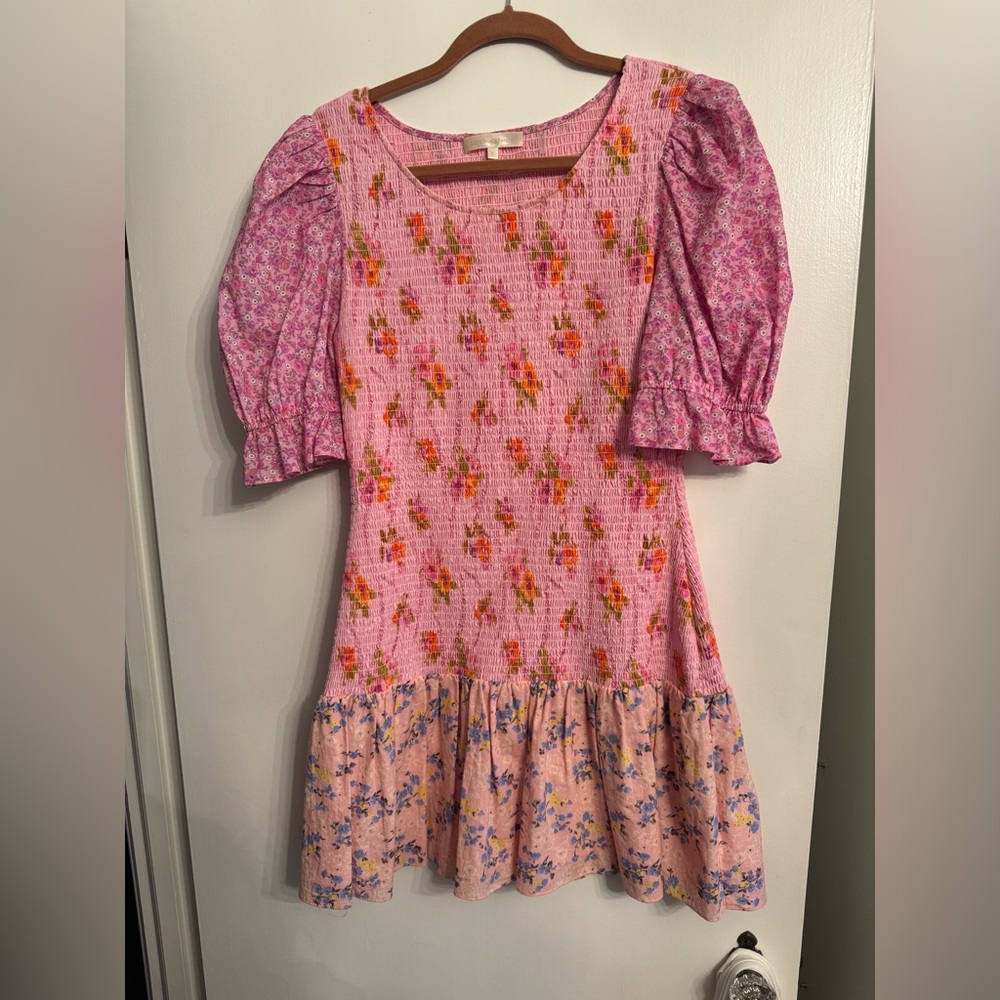 LoveShackFancy Mini Dress with multiple floral prints ..perfect condition